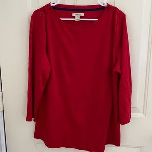 Red 3/4 sleeve shirt. XL. Like new.